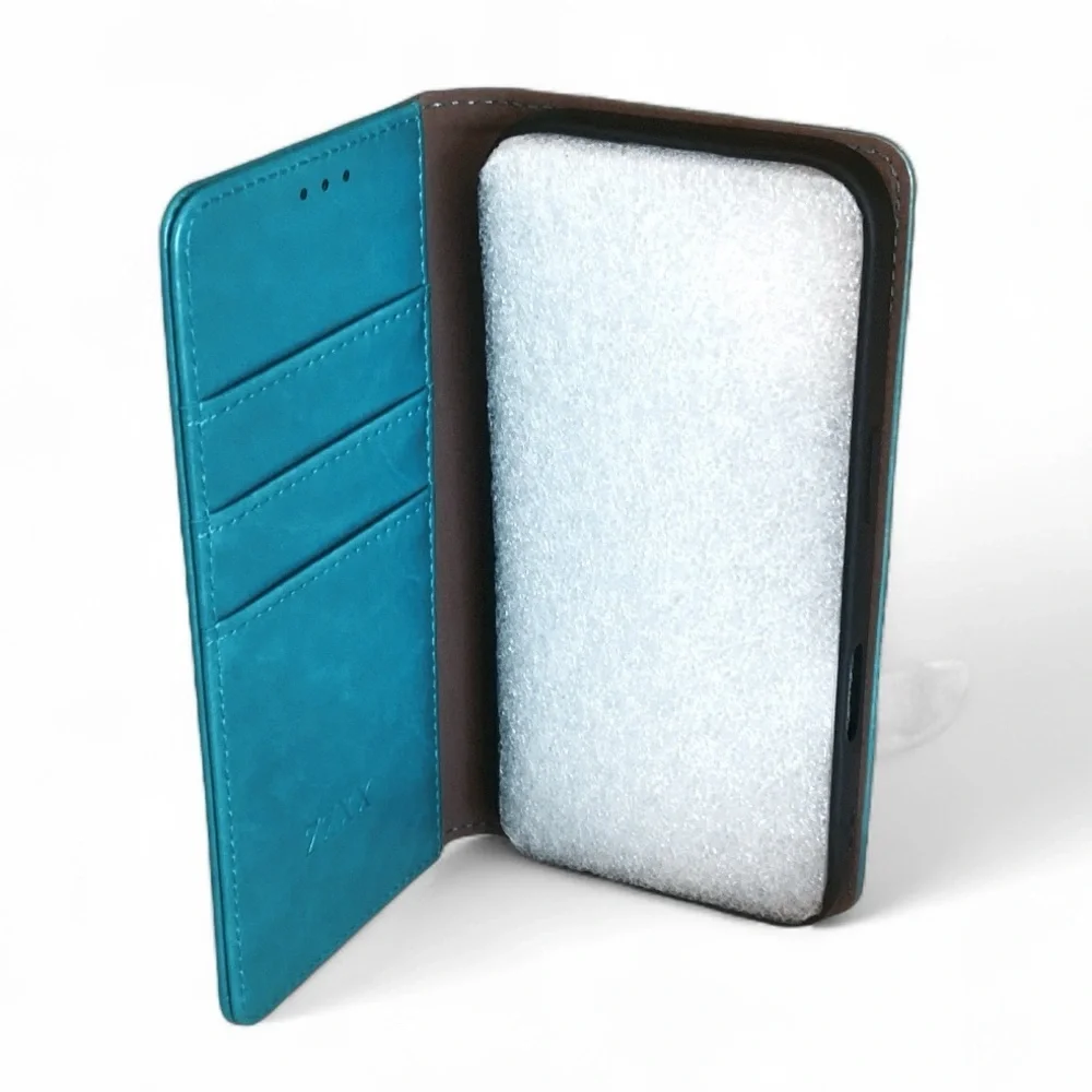 iPhone 17 Phone Wallet Case 2 in 1 Vegan Leather 3 Card Holder Teal 6.3 NWT
